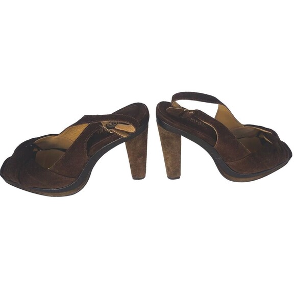 Michael Michael Kors Women's Suede High Heel Peep Toe Sandals Tan Brown S… - Picture 3 of 9